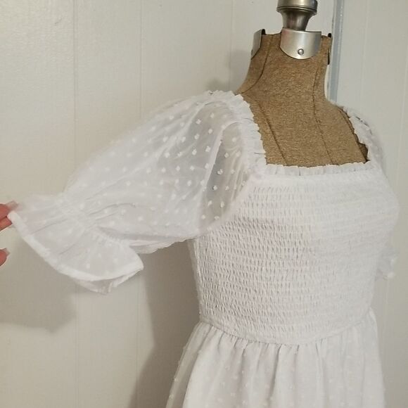 TECREW Womens Square Neck Puff Sleeve Mini Dress Small NWT - Picture 12 of 14